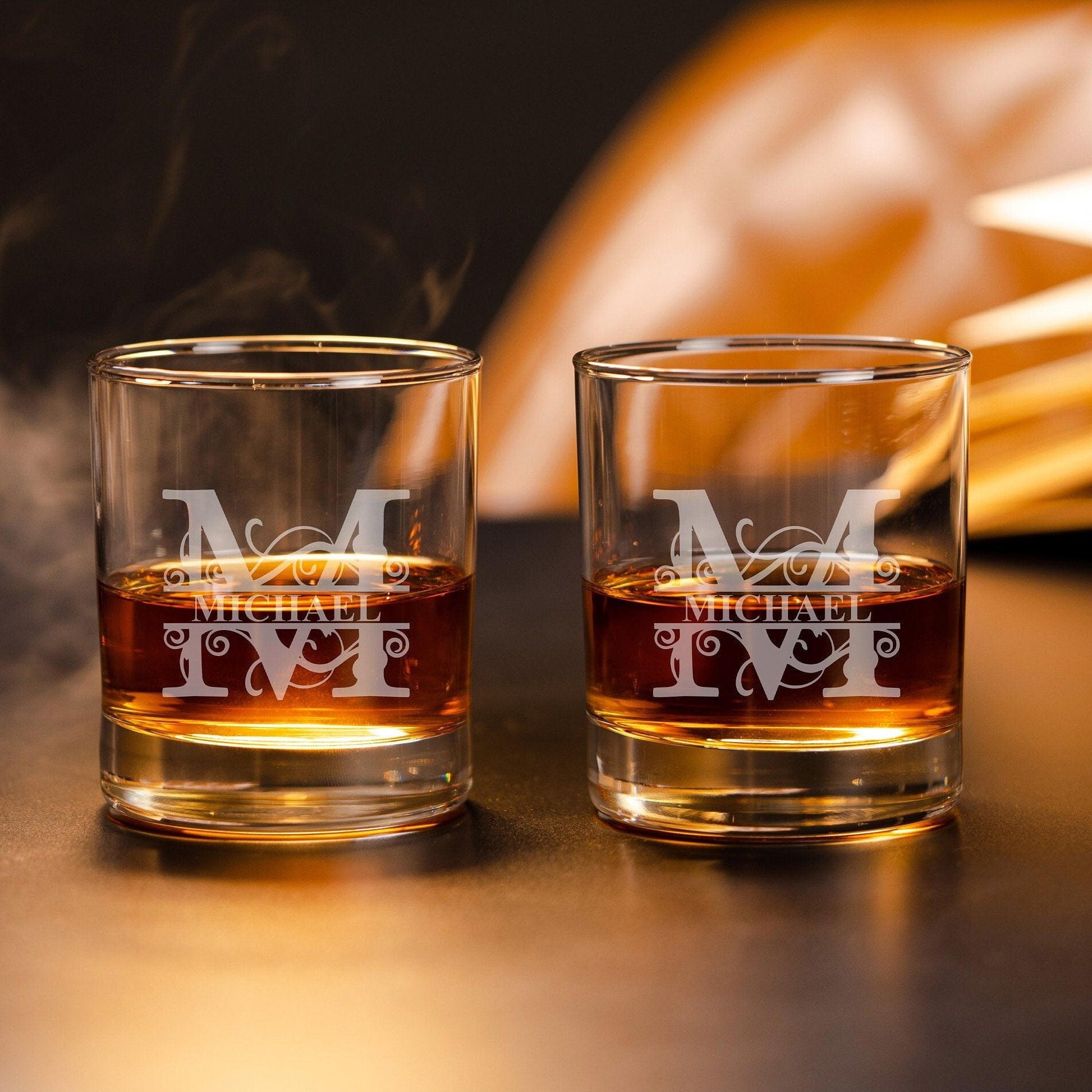 SALE! Custom ENGRAVED Whiskey Glasses, Whiskey Glasses Personalized, Monogram Whiskey Glasses, Bourbon Glasses