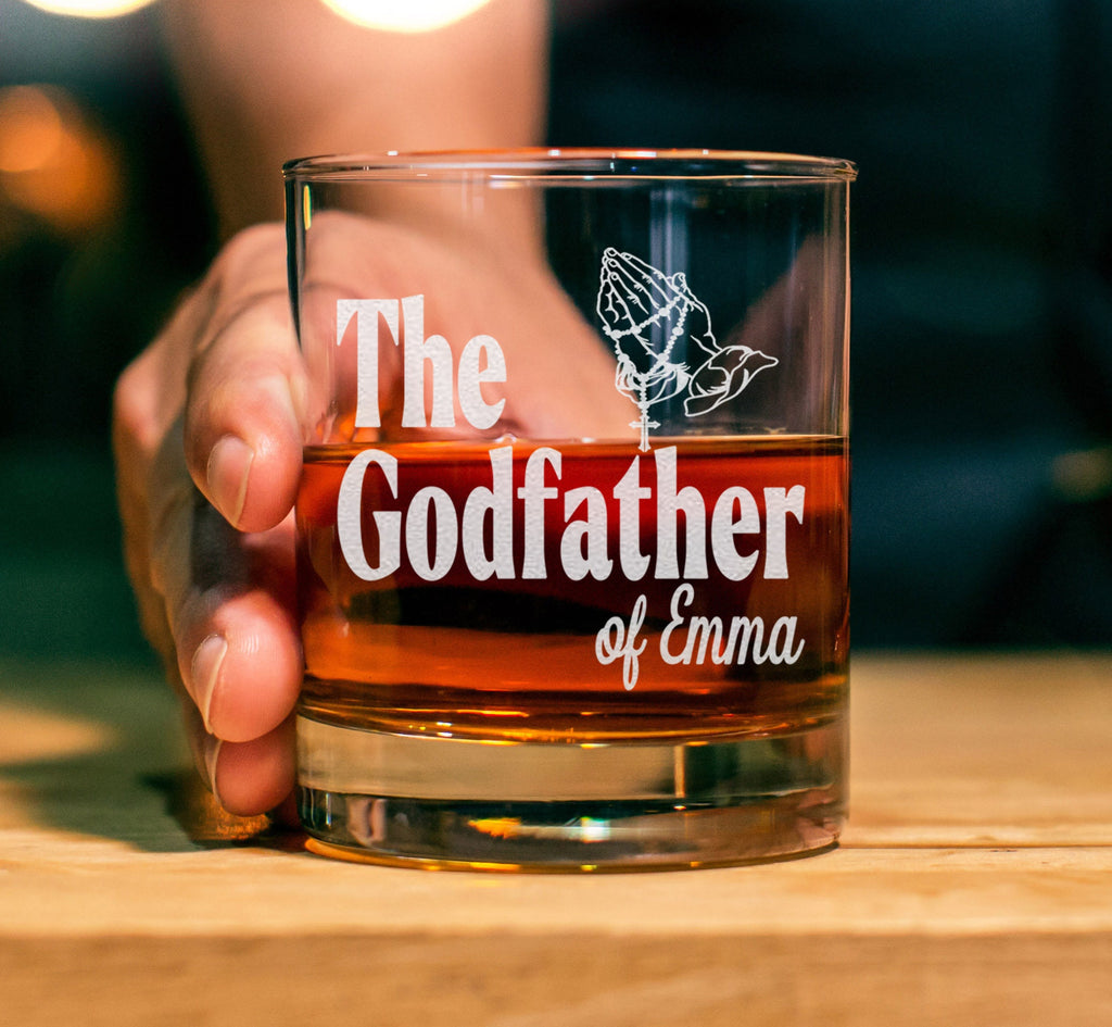 Custom The Godfather Whiskey Glass, Special Godparent Gift, Communion Baptism Gift, Will you be my Godfather Gift - Best Gift For Godfather
