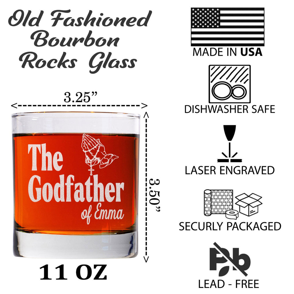 Custom The Godfather Whiskey Glass, Special Godparent Gift, Communion Baptism Gift, Will you be my Godfather Gift - Best Gift For Godfather