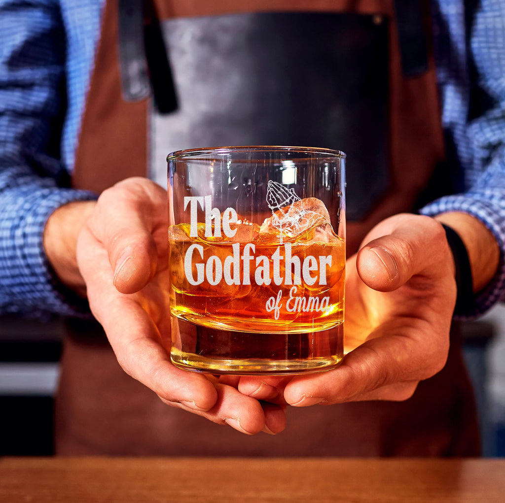 Custom The Godfather Whiskey Glass, Special Godparent Gift, Communion Baptism Gift, Will you be my Godfather Gift - Best Gift For Godfather