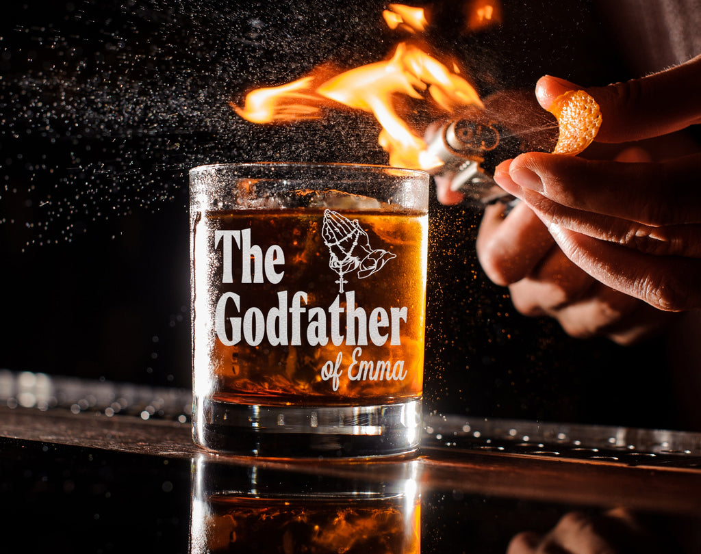 Custom The Godfather Whiskey Glass, Special Godparent Gift, Communion Baptism Gift, Will you be my Godfather Gift - Best Gift For Godfather