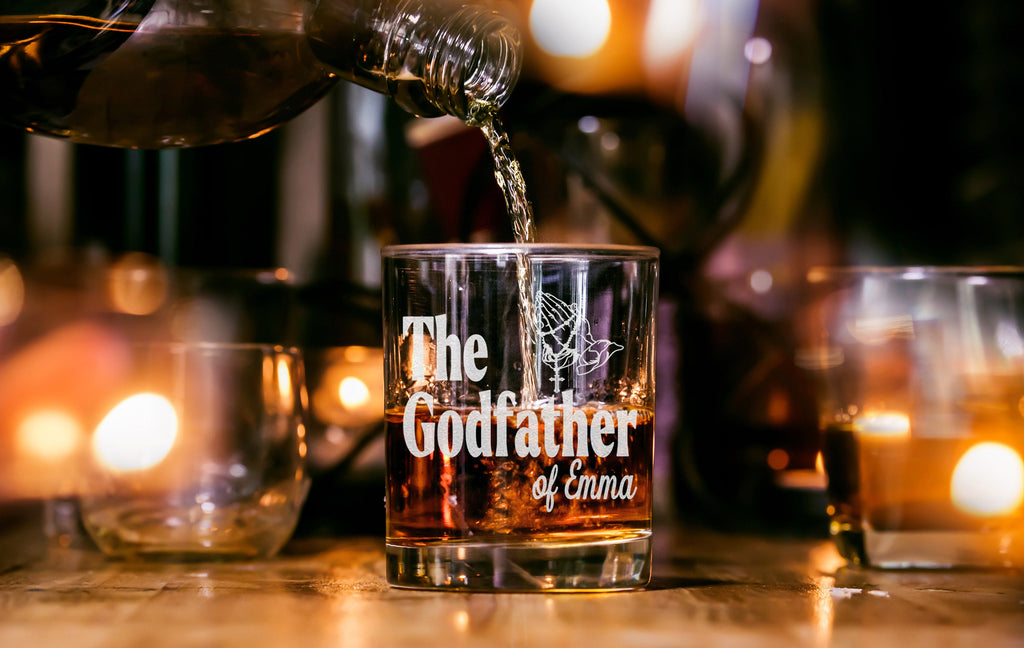 Custom The Godfather Whiskey Glass, Special Godparent Gift, Communion Baptism Gift, Will you be my Godfather Gift - Best Gift For Godfather
