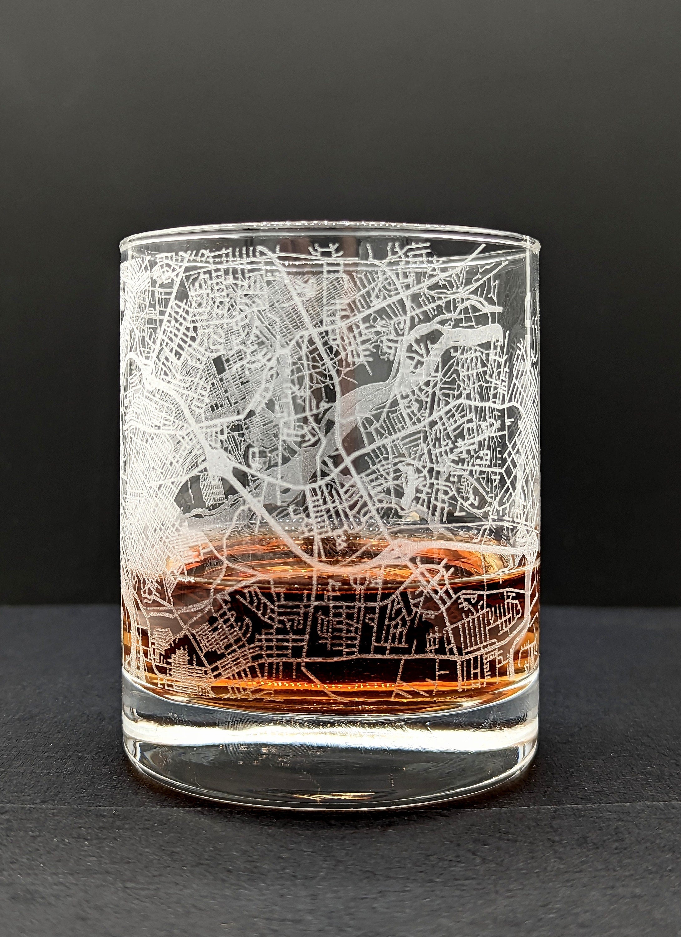 Your City Map Rocks Glass | Now With Locations | Personalized | Etched Whiskey Glass (12oz) | Engraved Bourbon Glass | Custom Glassware Gift