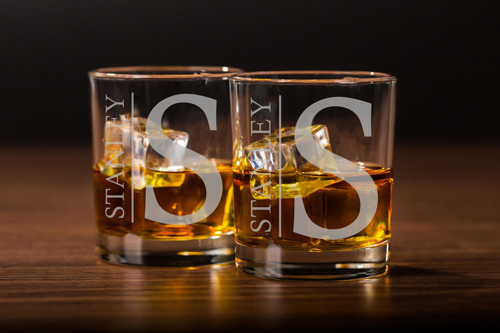 Personalized Whiskey Glass, Custom Glass Gifts for Him, Etched Groomsman Glasses, Bourbon Glass for Whiskey Drinkers, Christmas Gift for Him