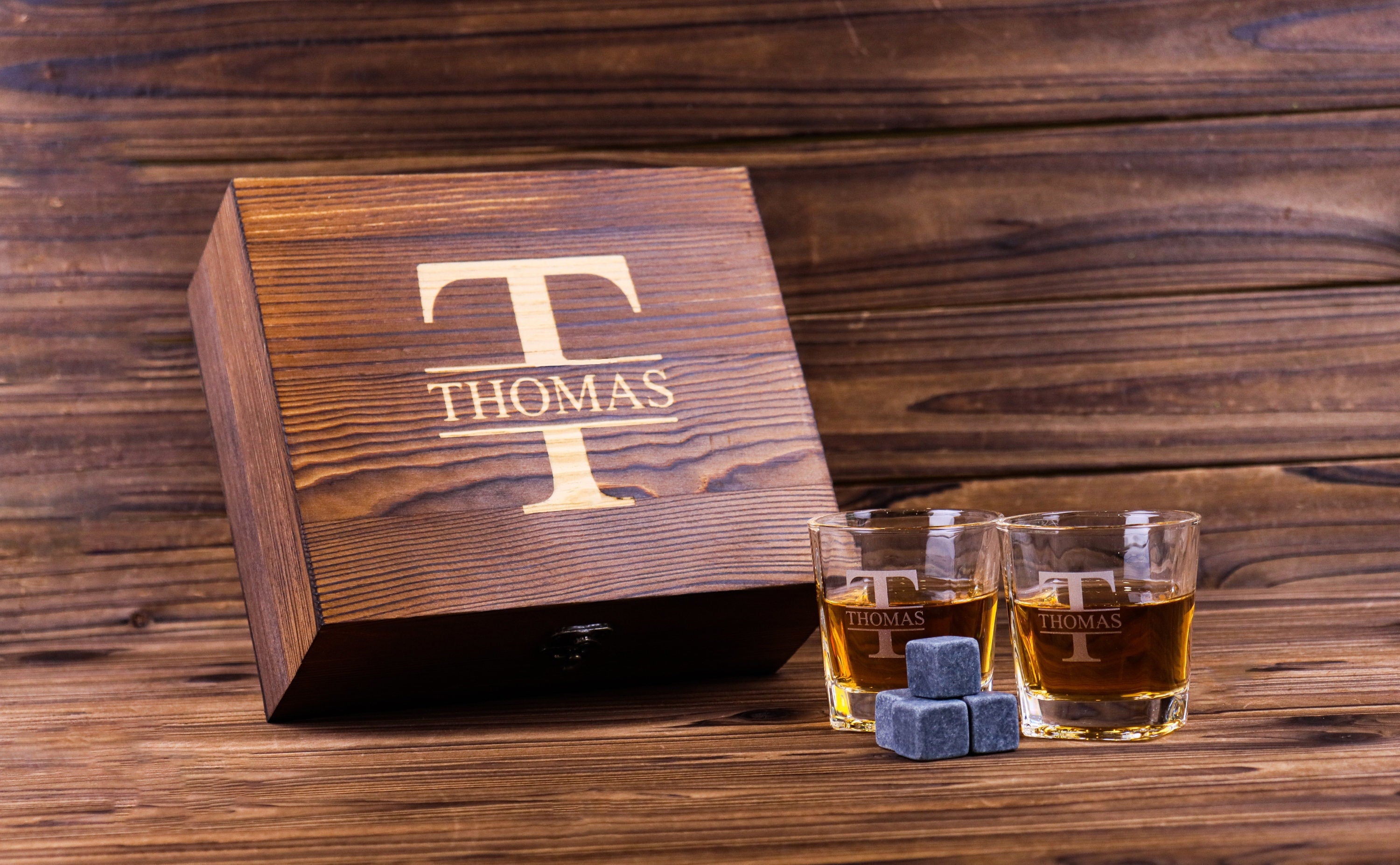 Personalized Whiskey Glass Set with Wooden Box, Groomsmen Gift, Best Man Gift, Groomsman Proposal, Boyfriend Gift, Gifts for Men