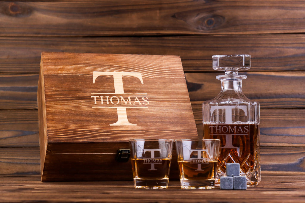 Personalized Whiskey Glass Set with Wooden Box, Groomsmen Gift, Best Man Gift, Groomsman Proposal, Boyfriend Gift, Gifts for Men