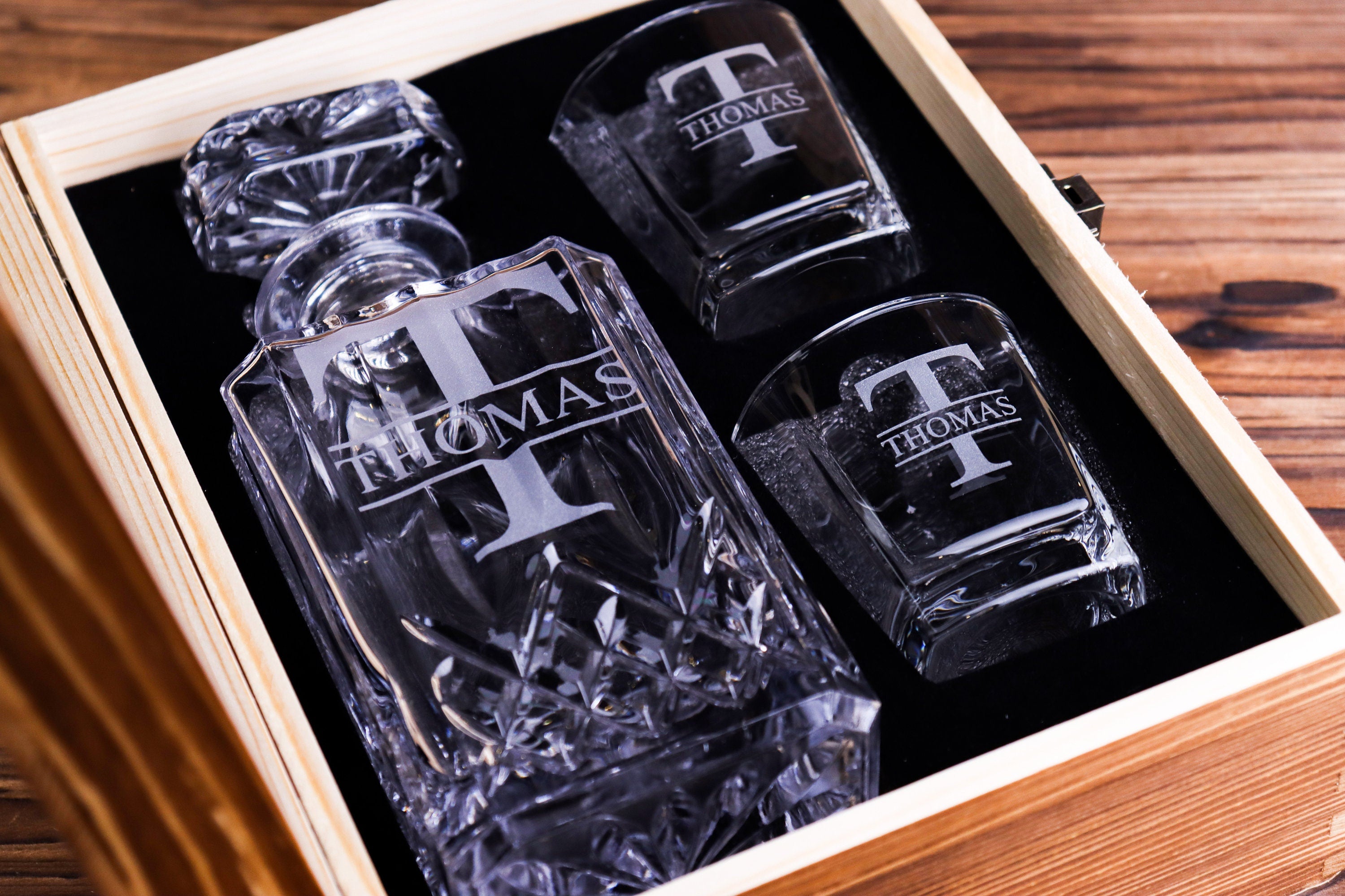Personalized Whiskey Glass Set with Wooden Box, Groomsmen Gift, Best Man Gift, Groomsman Proposal, Boyfriend Gift, Gifts for Men