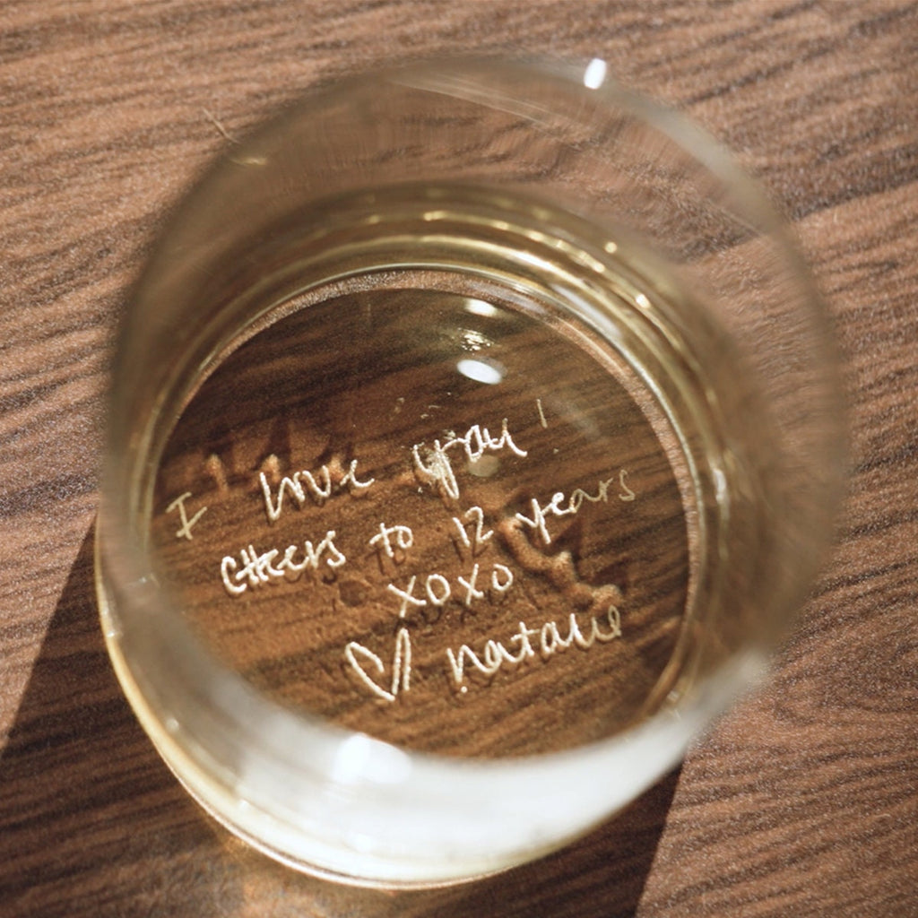 Personalized Handwriting Whiskey Glass - Engrave Your Handwritten Message on Bottom Rock Glass