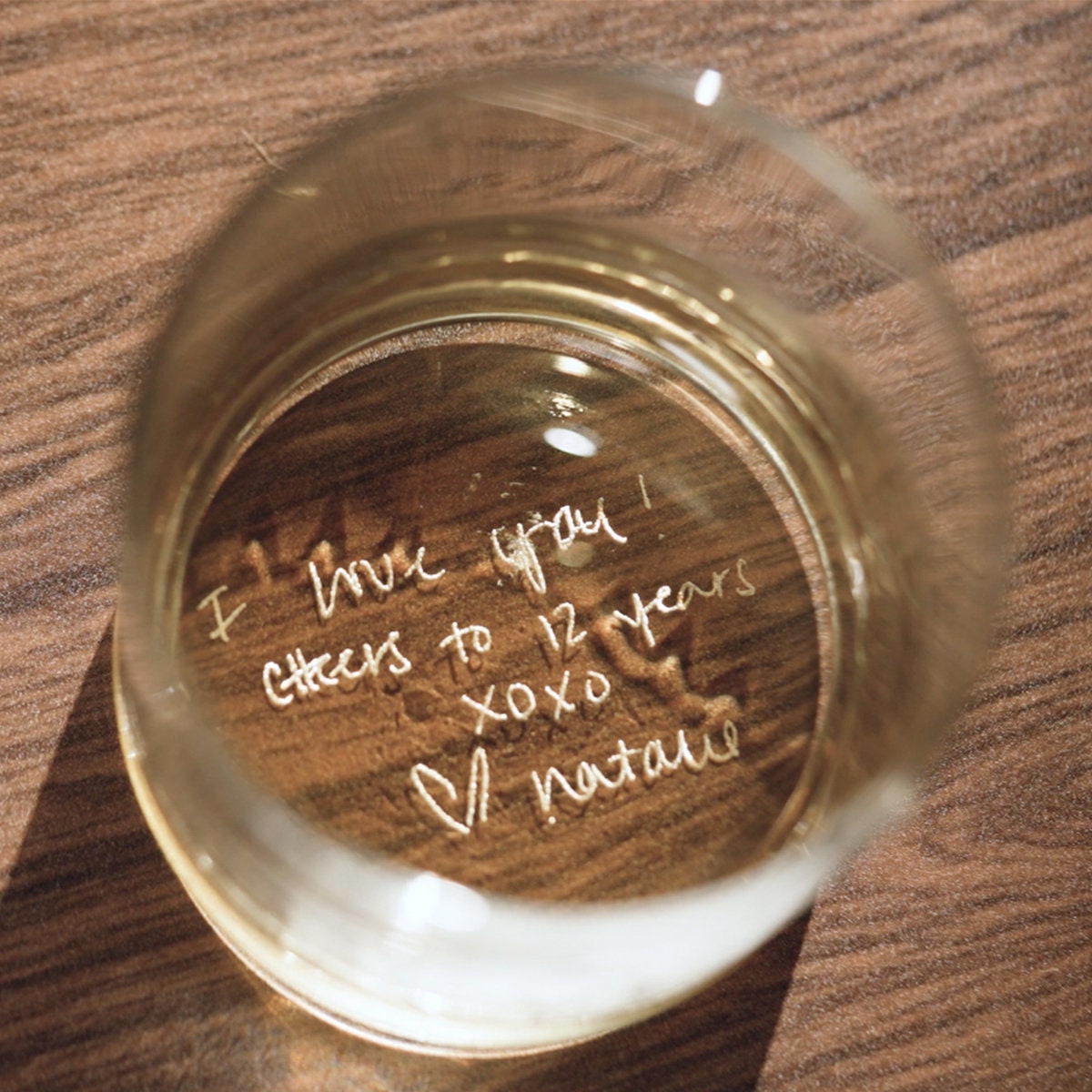 Personalized Handwriting Whiskey Glass - Engrave Your Handwritten Message on Bottom Rock Glass