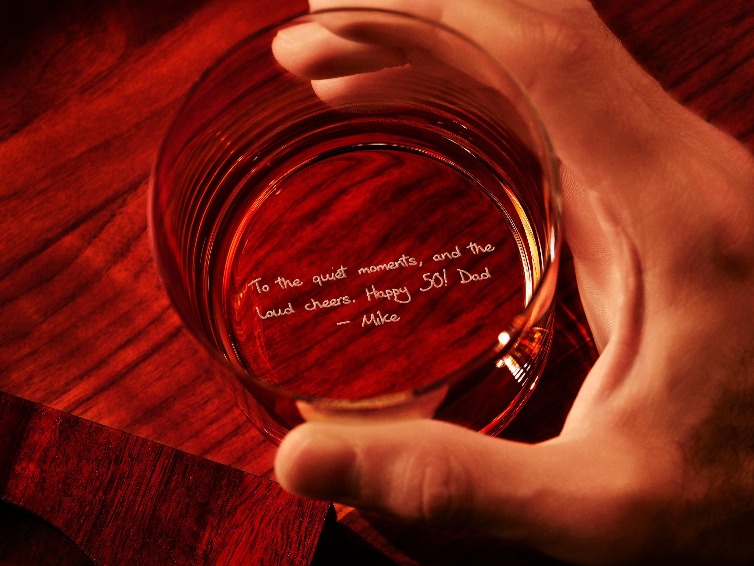 Crystal Whiskey Glasses Personalized Fine European Crystal Handwritten Message Engraved Side and Bottom Secret Note Anniversary Gift for Him