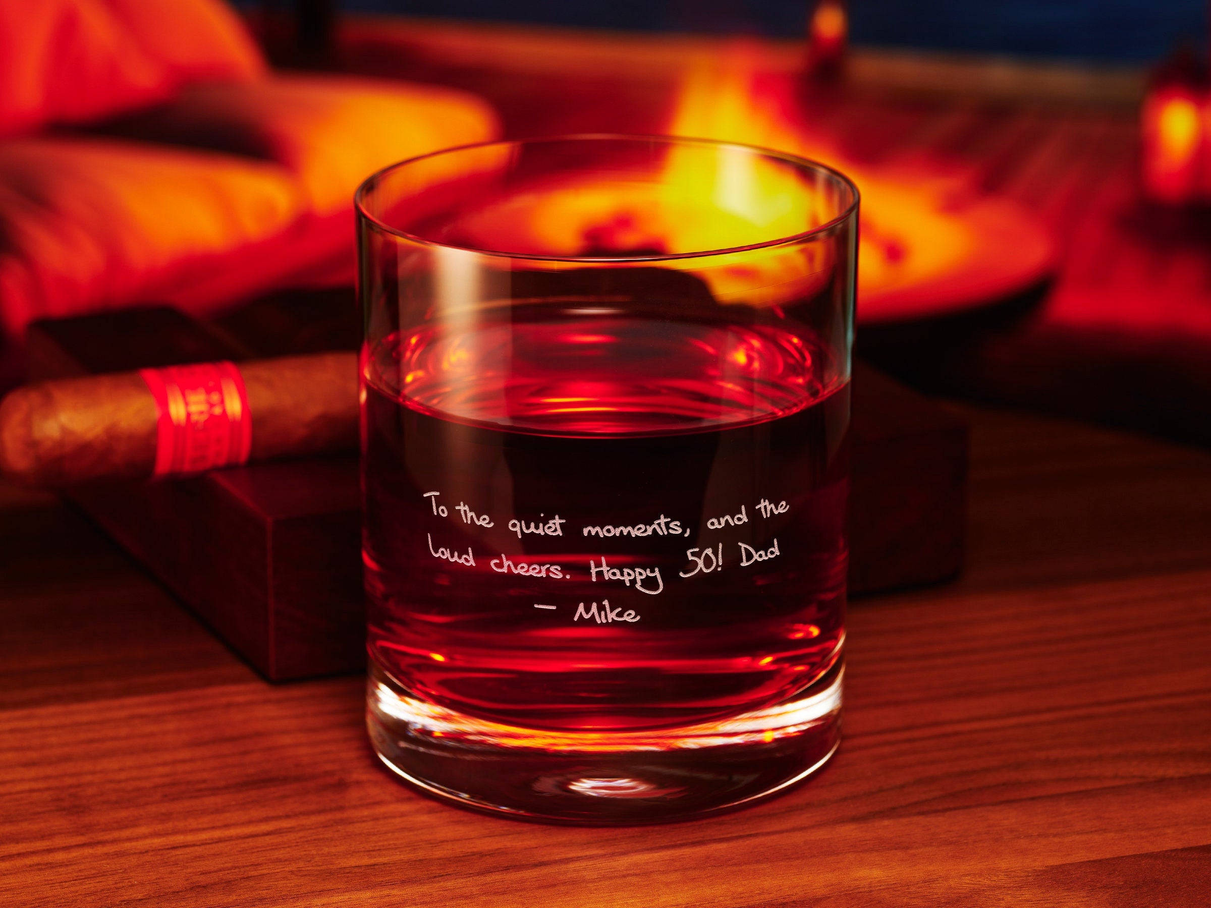 Crystal Whiskey Glasses Personalized Fine European Crystal Handwritten Message Engraved Side and Bottom Secret Note Anniversary Gift for Him