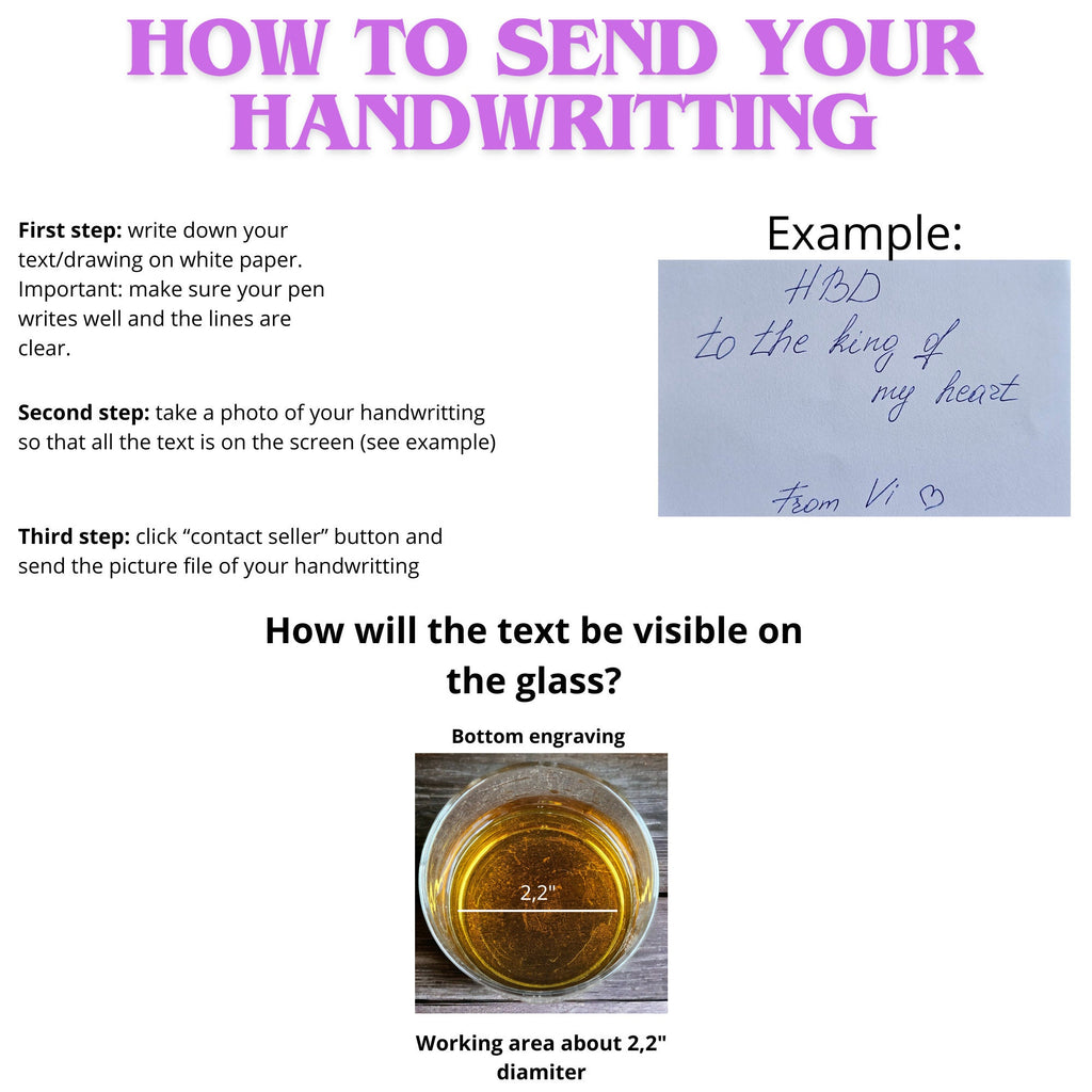 Personalized Photo on Whiskey Glass - Custom Engraving Photo on Whiskey Glass - Engrave Your Handwritten Gift Message with Photo on Glass