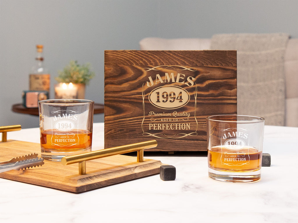 Birthday Gift Personalized Whiskey Glass Set, Custom Whiskey Glasses, Personalized Birthday Gift For Him, 21st Birthday Gift For Boyfriend