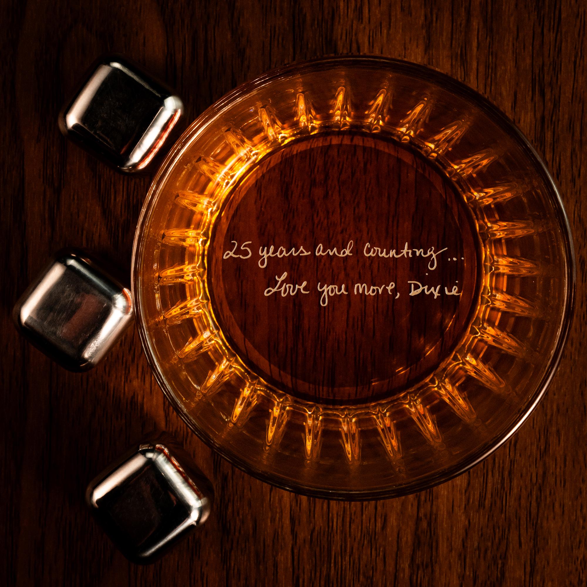 Personalized Handwriting Whiskey Glass - Engrave Your Handwritten Message on Bottom Rock Glass