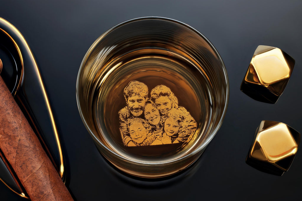 Engraved Whiskey Glass with Custom Photo & Handwriting - Perfect Personalized Christmas Gift for Dad and Husbands, Free Gift Box