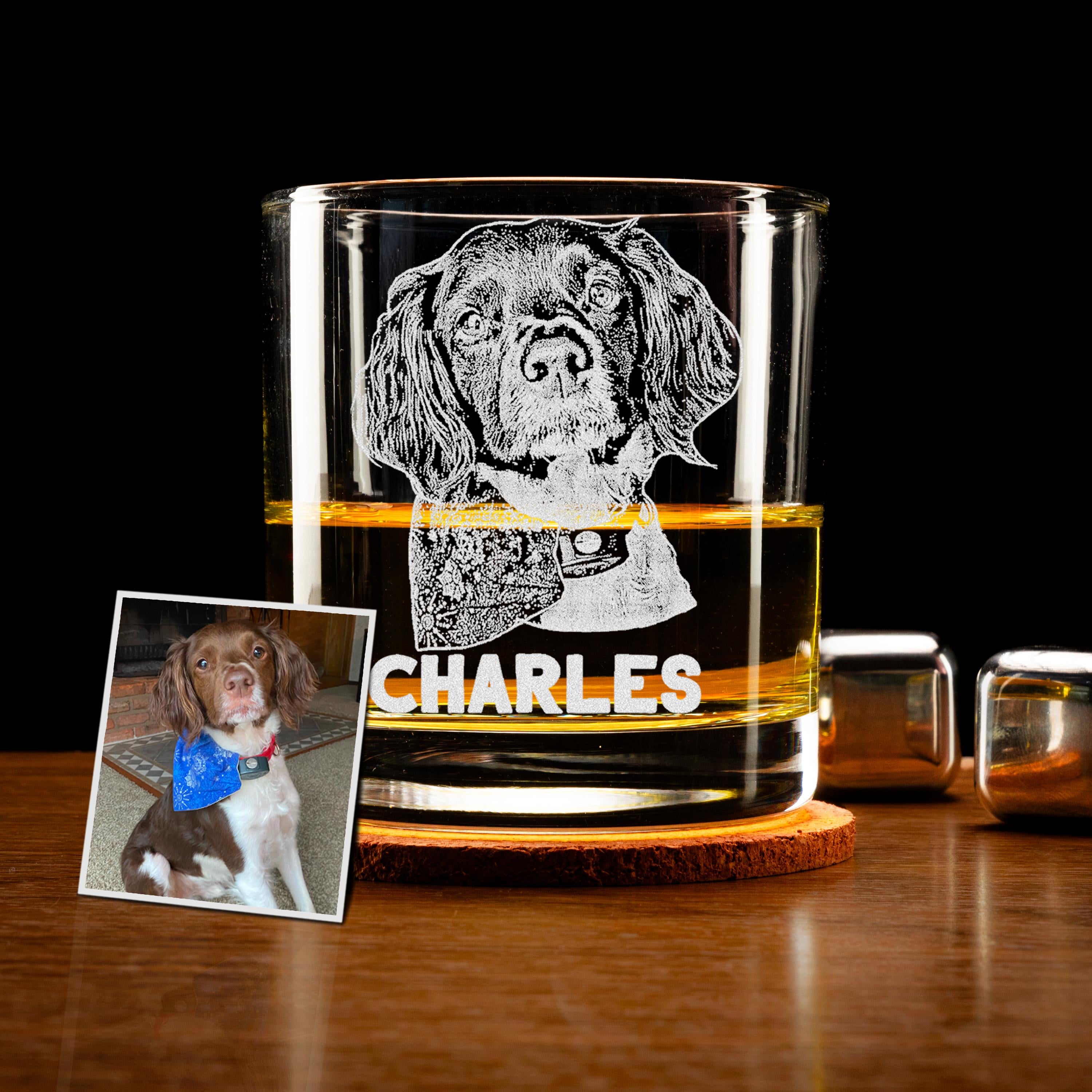 Custom Etched Photo Bourbon Glass 11oz - Personalized Whiskey Glass with Your Favorite Picture