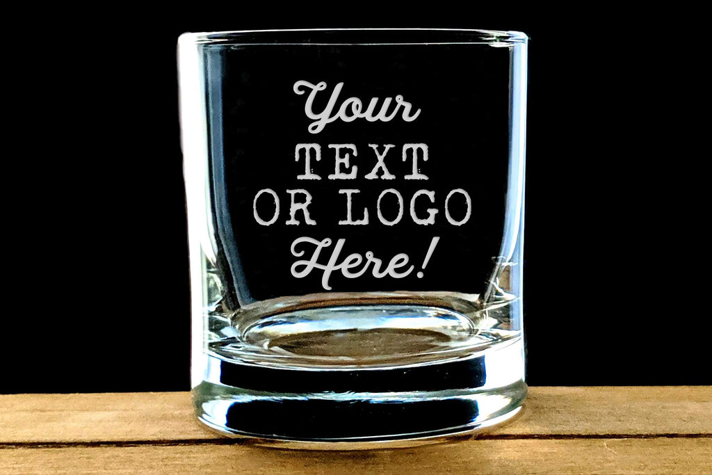 Custom Whiskey Rocks Glass - Your Own Logo or Design - Etched Bourbon Scotch Glass - Gifts for Him