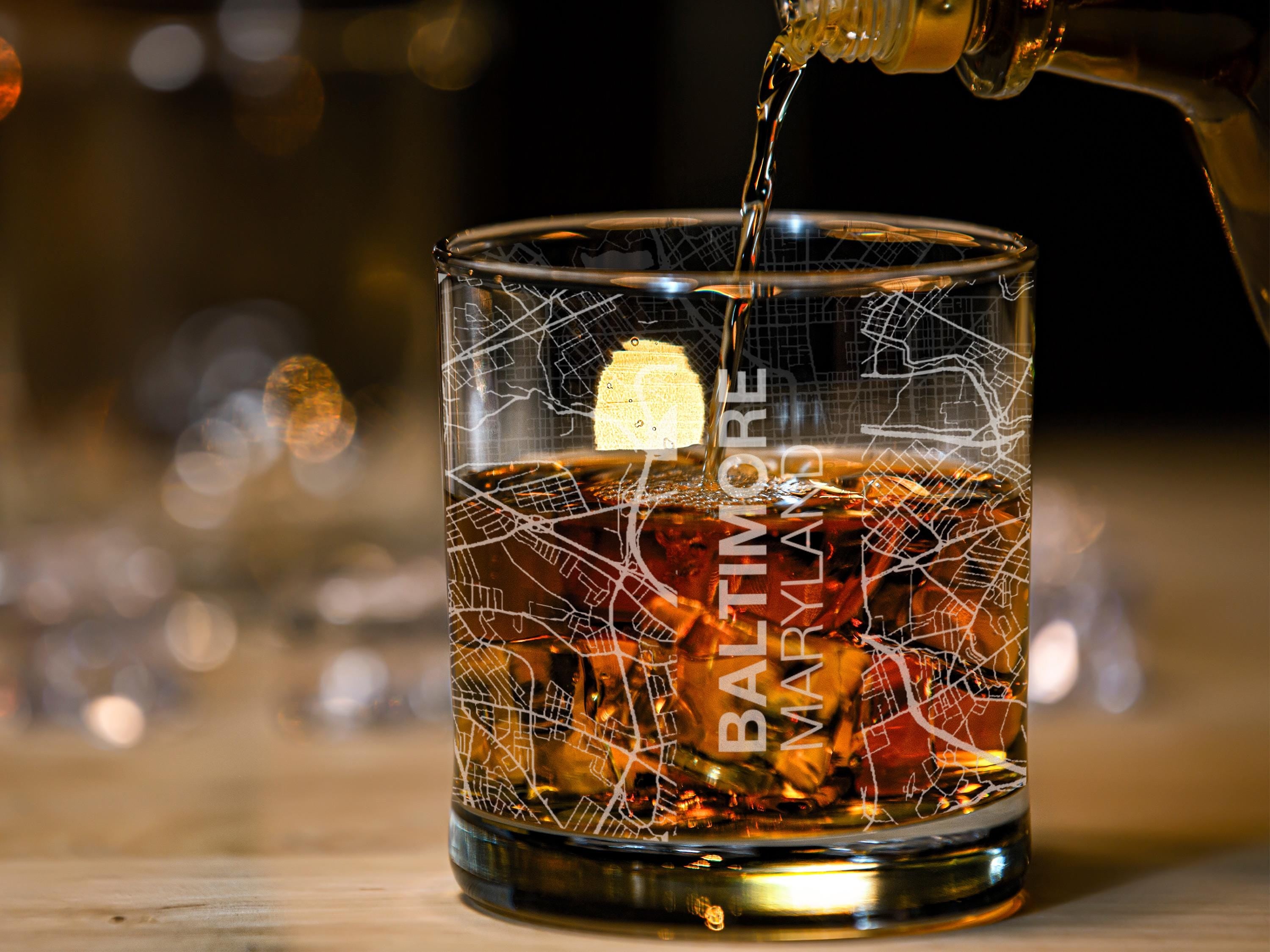 Your City Map Rocks Glass | Now With Locations | Personalized | Etched Whiskey Glass (12oz) | Engraved Bourbon Glass | Custom Glassware Gift