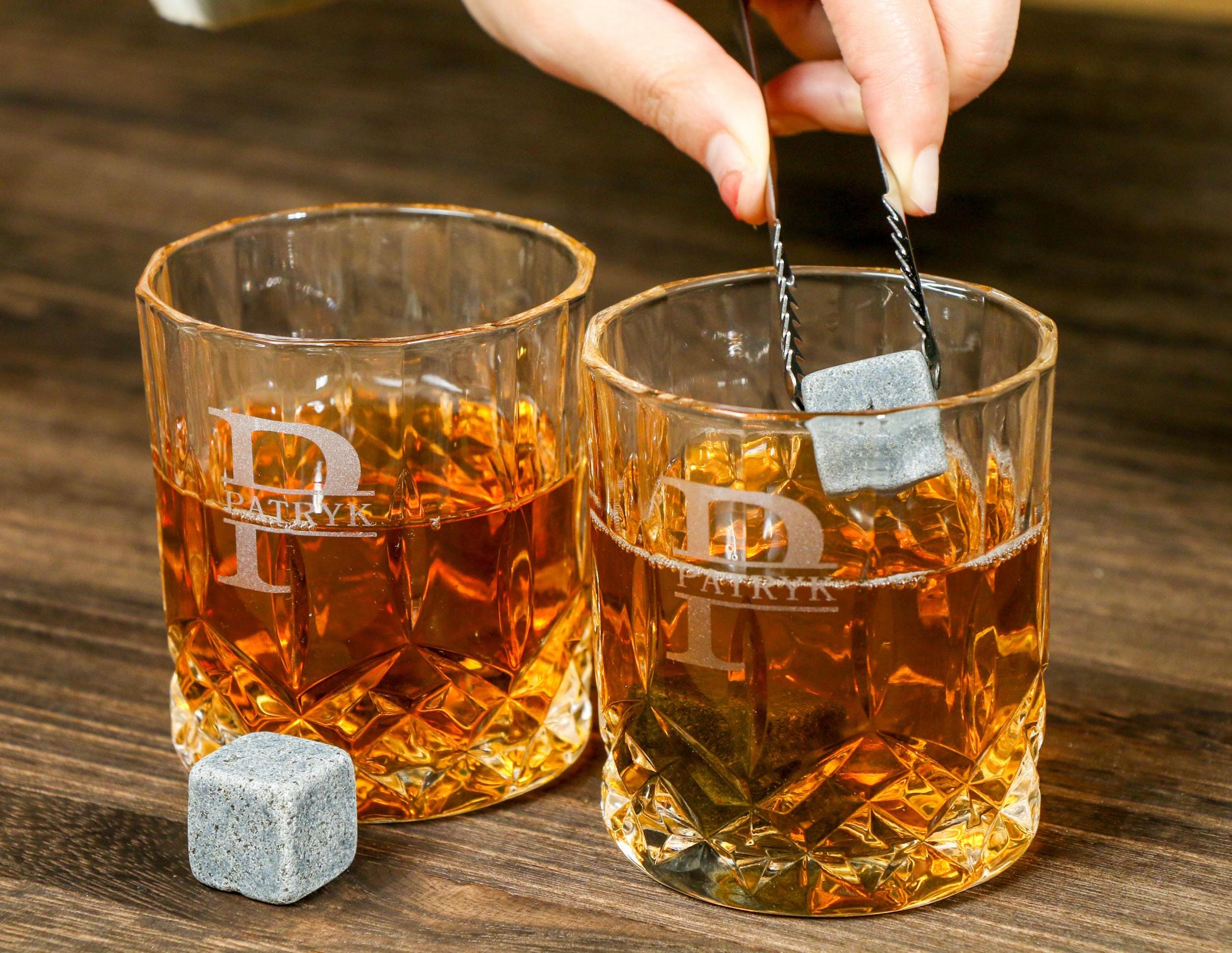 Personalized Whiskey Glass Set with Wooden Box, Groomsmen Gift, Groomsman Proposal, Boyfriend Gift, Gifts for Men,Housewarming Gift