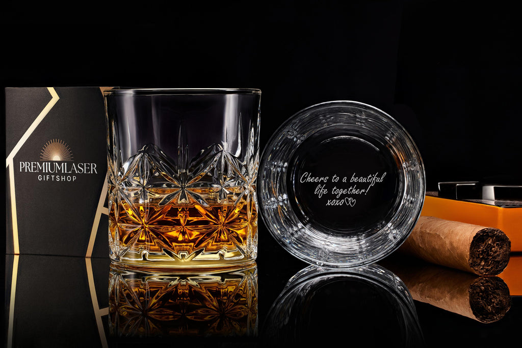 Personalized Whiskey Rock Glass, Father's Day Custom Gift for Husband, Dad, and Him, Handwritten Message on Bottom