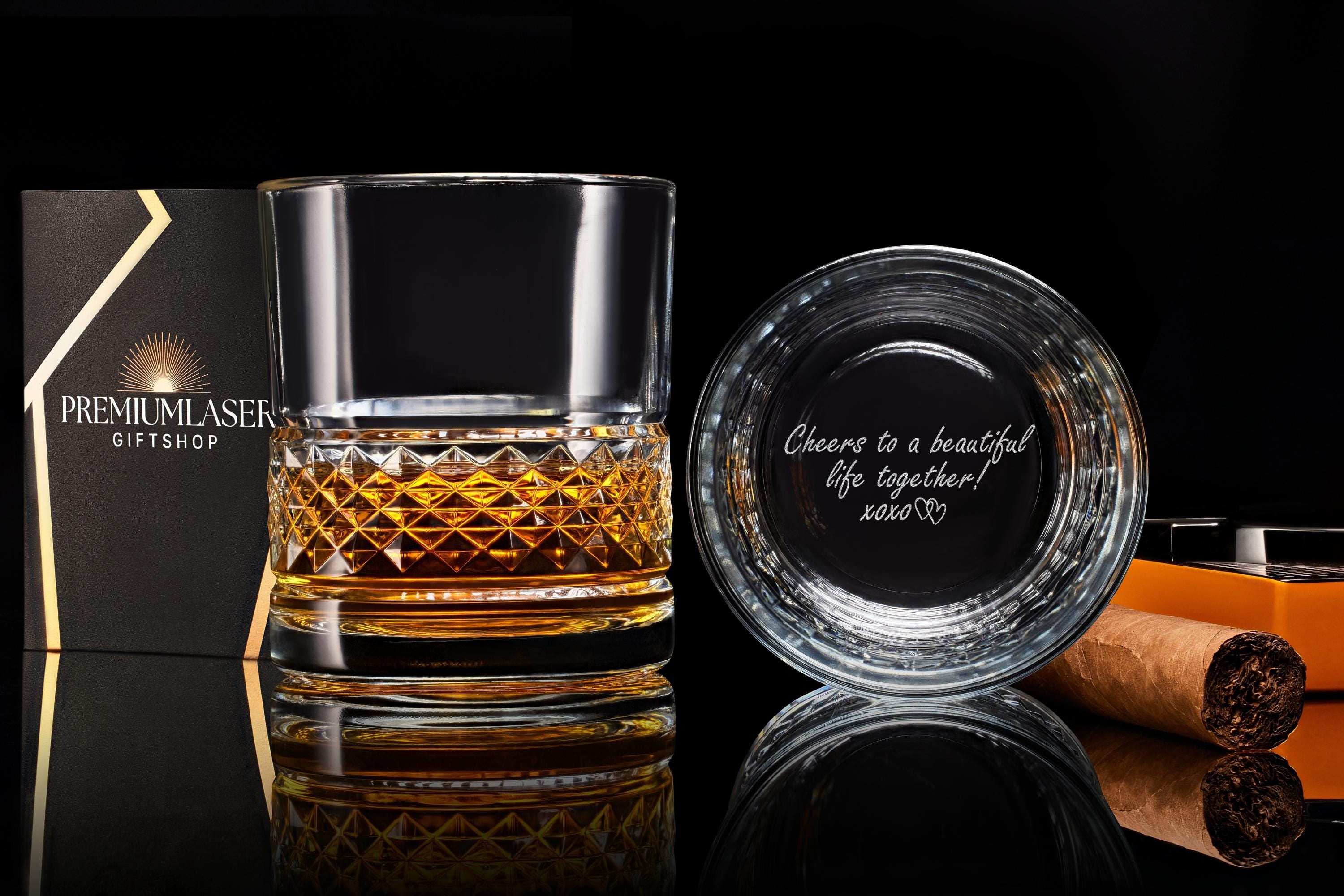Personalized Whiskey Rock Glass, Father's Day Custom Gift for Husband, Dad, and Him, Handwritten Message on Bottom
