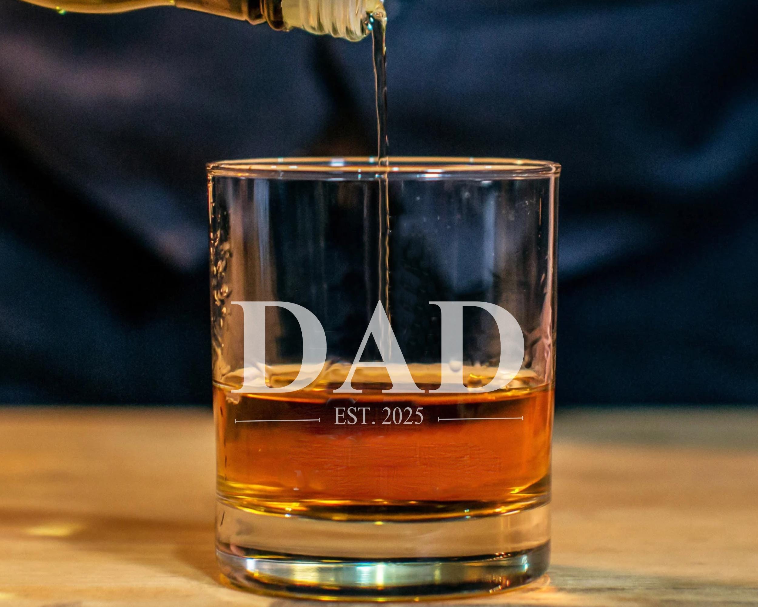 Personalized Dad Established YEAR Whiskey Glass - Custom Engraved 10oz Straight Bourbon Glass - Father's Day Gift - Dad's Birthday Gift