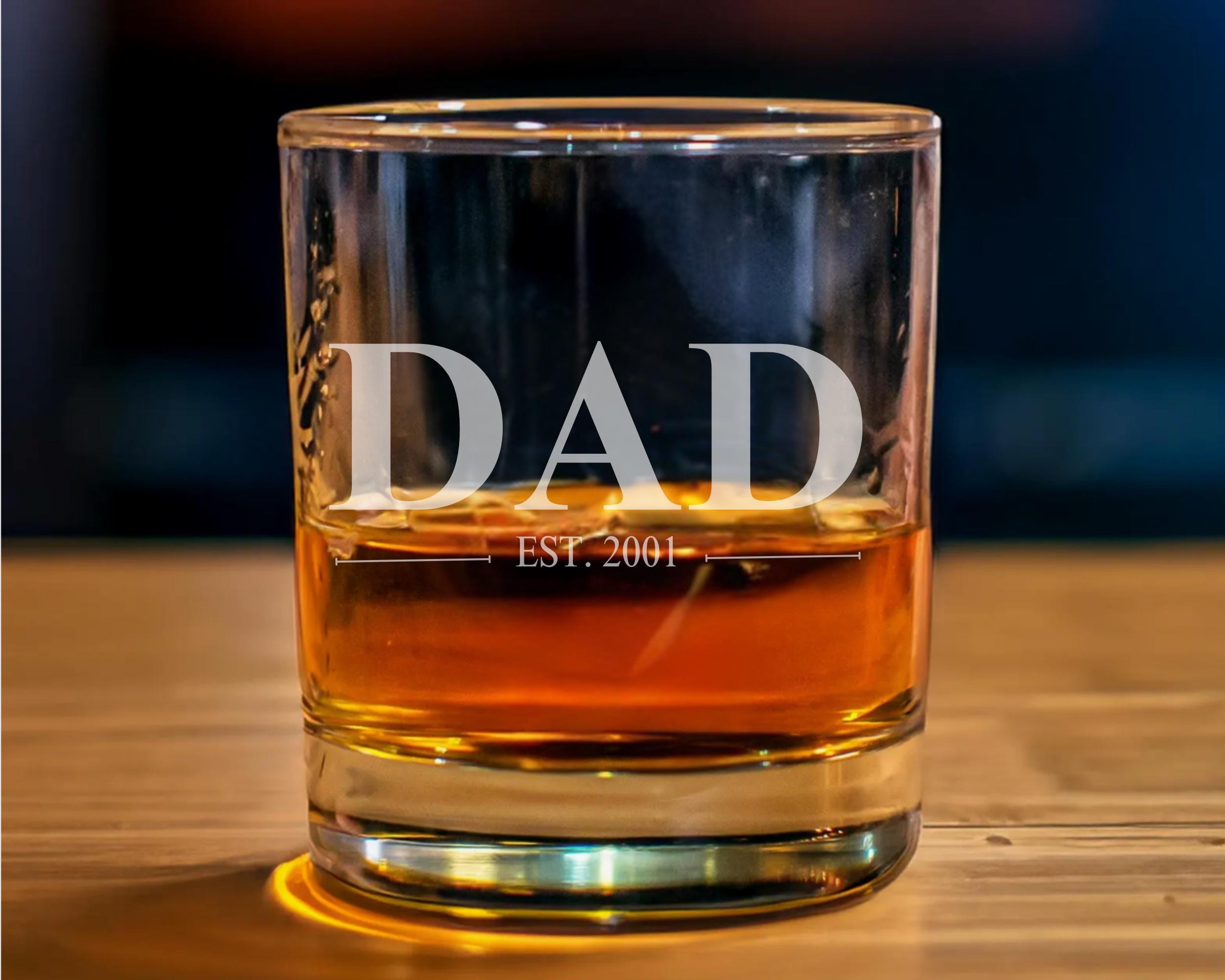 Personalized Dad Established YEAR Whiskey Glass - Custom Engraved 10oz Straight Bourbon Glass - Father's Day Gift - Dad's Birthday Gift