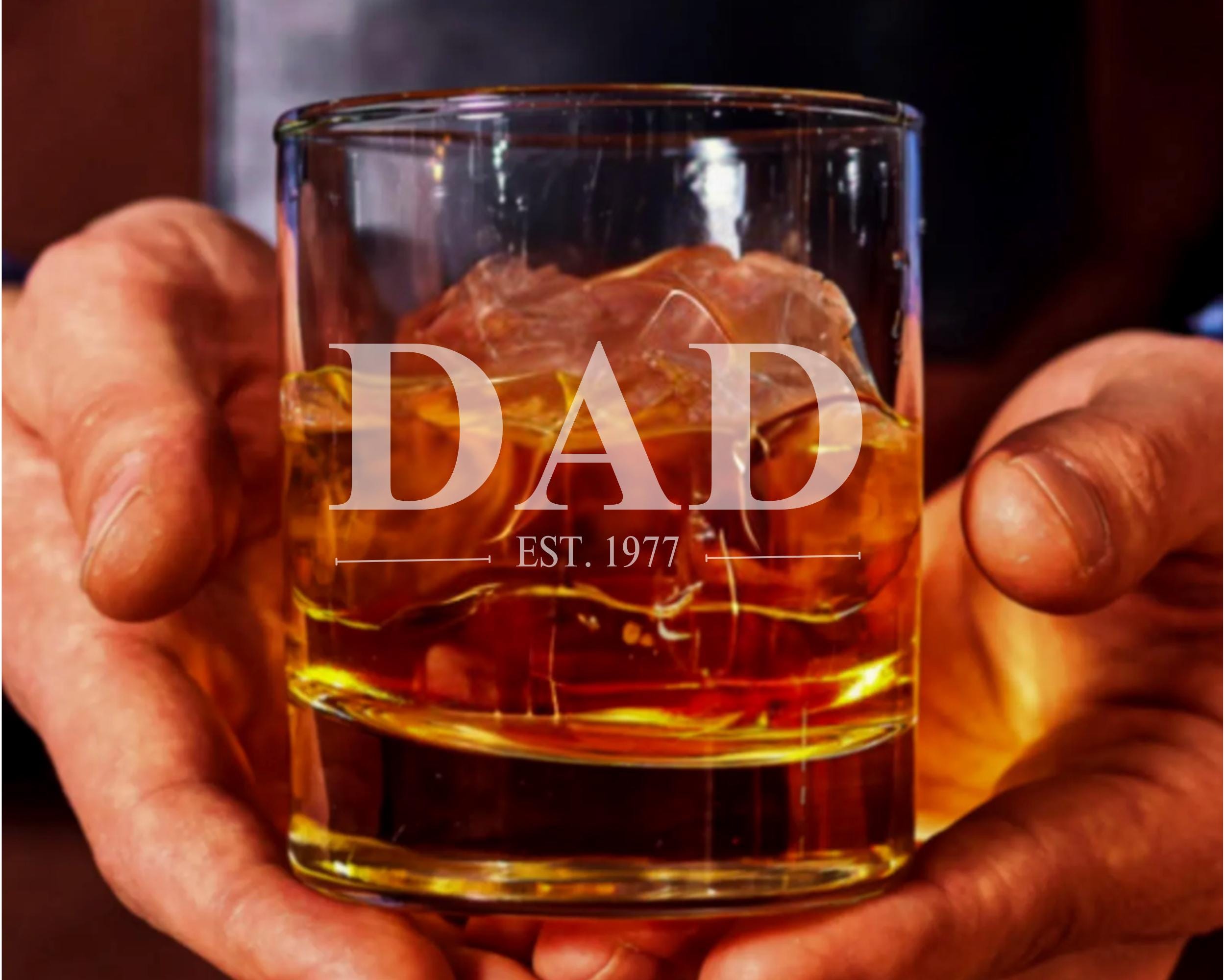 Personalized Dad Established YEAR Whiskey Glass - Custom Engraved 10oz Straight Bourbon Glass - Father's Day Gift - Dad's Birthday Gift