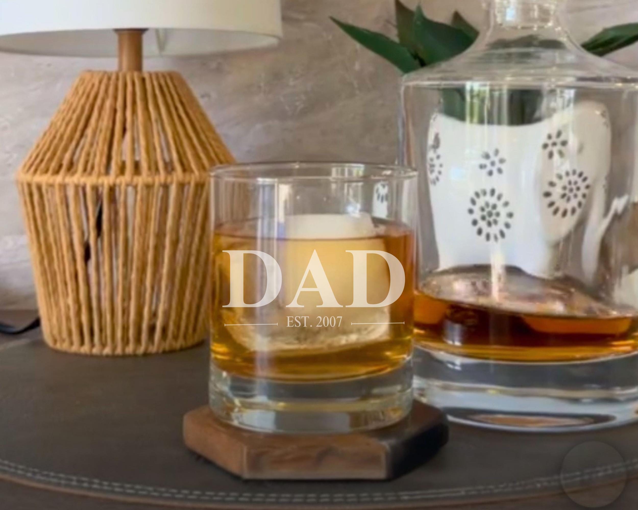 Personalized Dad Established YEAR Whiskey Glass - Custom Engraved 10oz Straight Bourbon Glass - Father's Day Gift - Dad's Birthday Gift