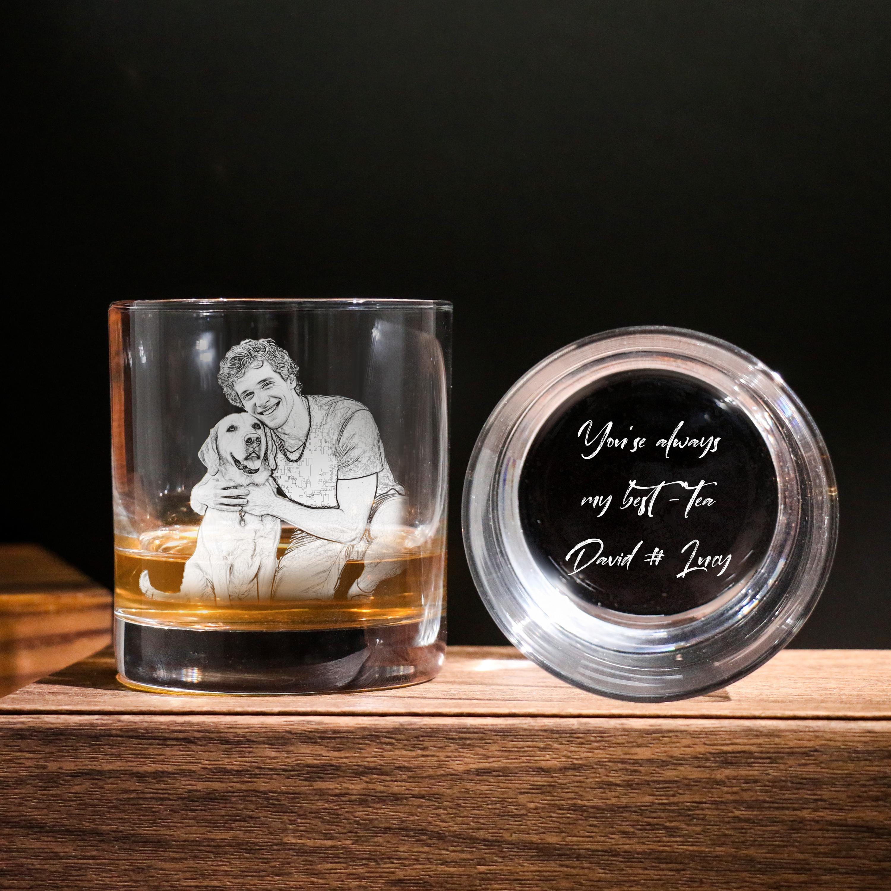 Custom Photo Whiskey Glass, Etched Whiskey Glasses from Photo, Personalized Unique Barware Gifts for Him, best gifts for dad, New Dad Gifts