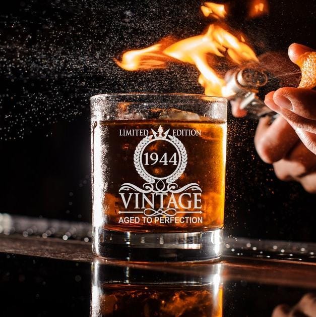 Personalized Vintage Year Whiskey Glass, Custom Limited Edition Aged to Perfection Gift, Birthday Gift for Him, Custom Year Glass for Dad