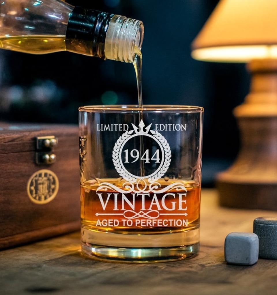 Personalized Vintage Year Whiskey Glass, Custom Limited Edition Aged to Perfection Gift, Birthday Gift for Him, Custom Year Glass for Dad