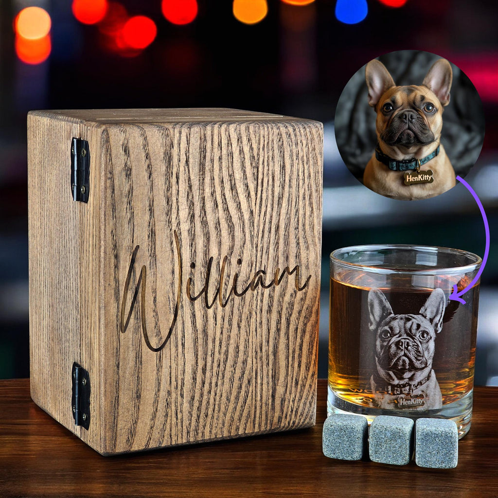 Personalized Photo on Whiskey Glass - Custom Engraving Photo on Whiskey Glass - Engrave Your Handwritten Gift Message with Photo on Glass
