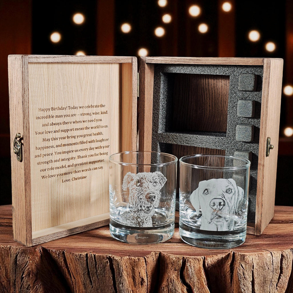 Personalized Photo on Whiskey Glass - Custom Engraving Photo on Whiskey Glass - Engrave Your Handwritten Gift Message with Photo on Glass