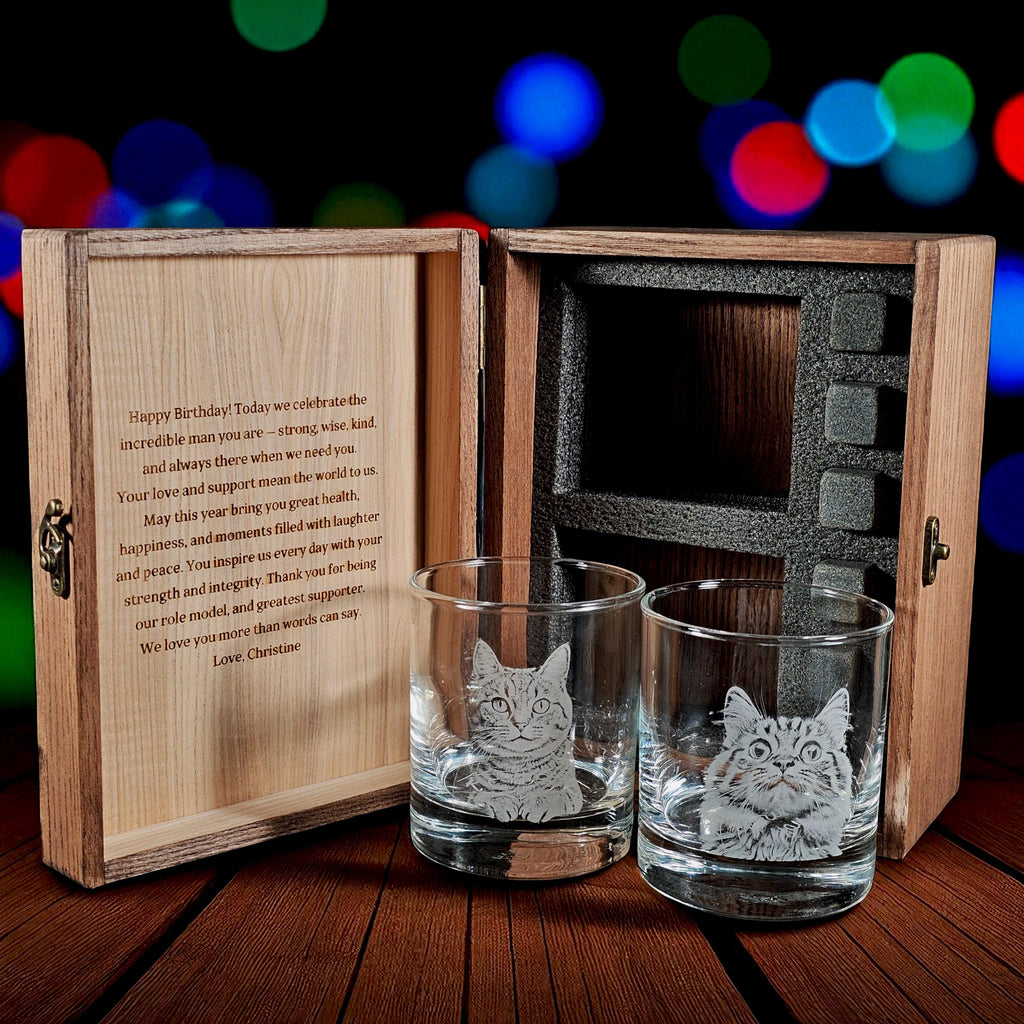 Personalized Photo on Whiskey Glass - Custom Engraving Photo on Whiskey Glass - Engrave Your Handwritten Gift Message with Photo on Glass